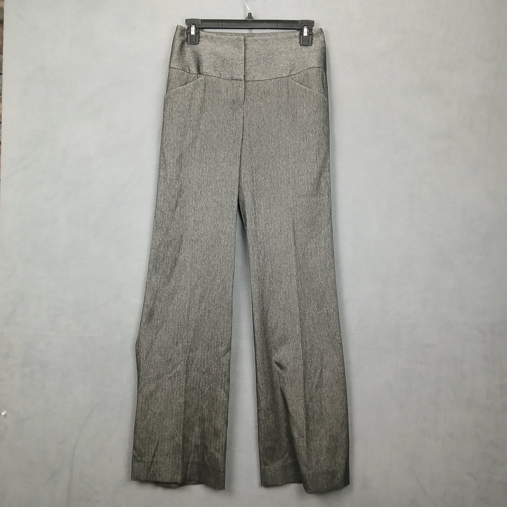 Antonio Melani Dress Pants Women 0 Gray Herringbone High Waisted Wide Leg Formal